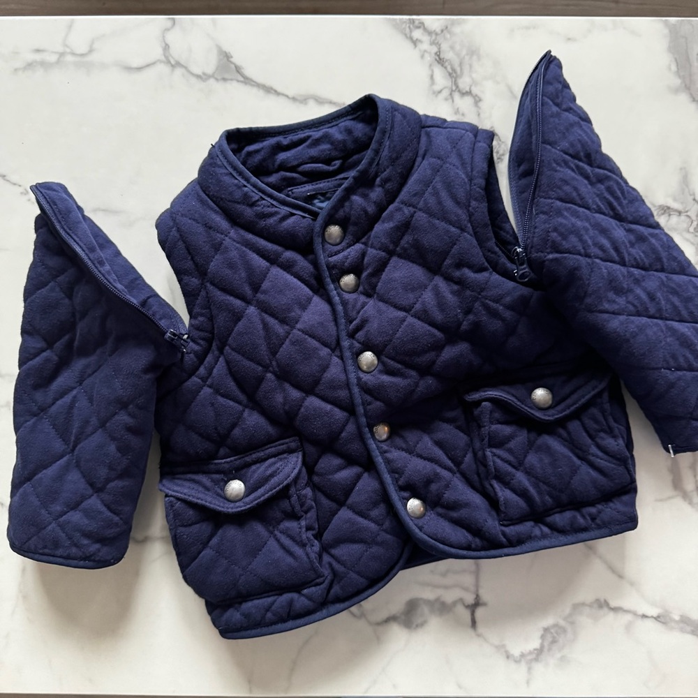 Baby GAP Barn Coat Quilted Convertible Jacket Vest 12-18 mos